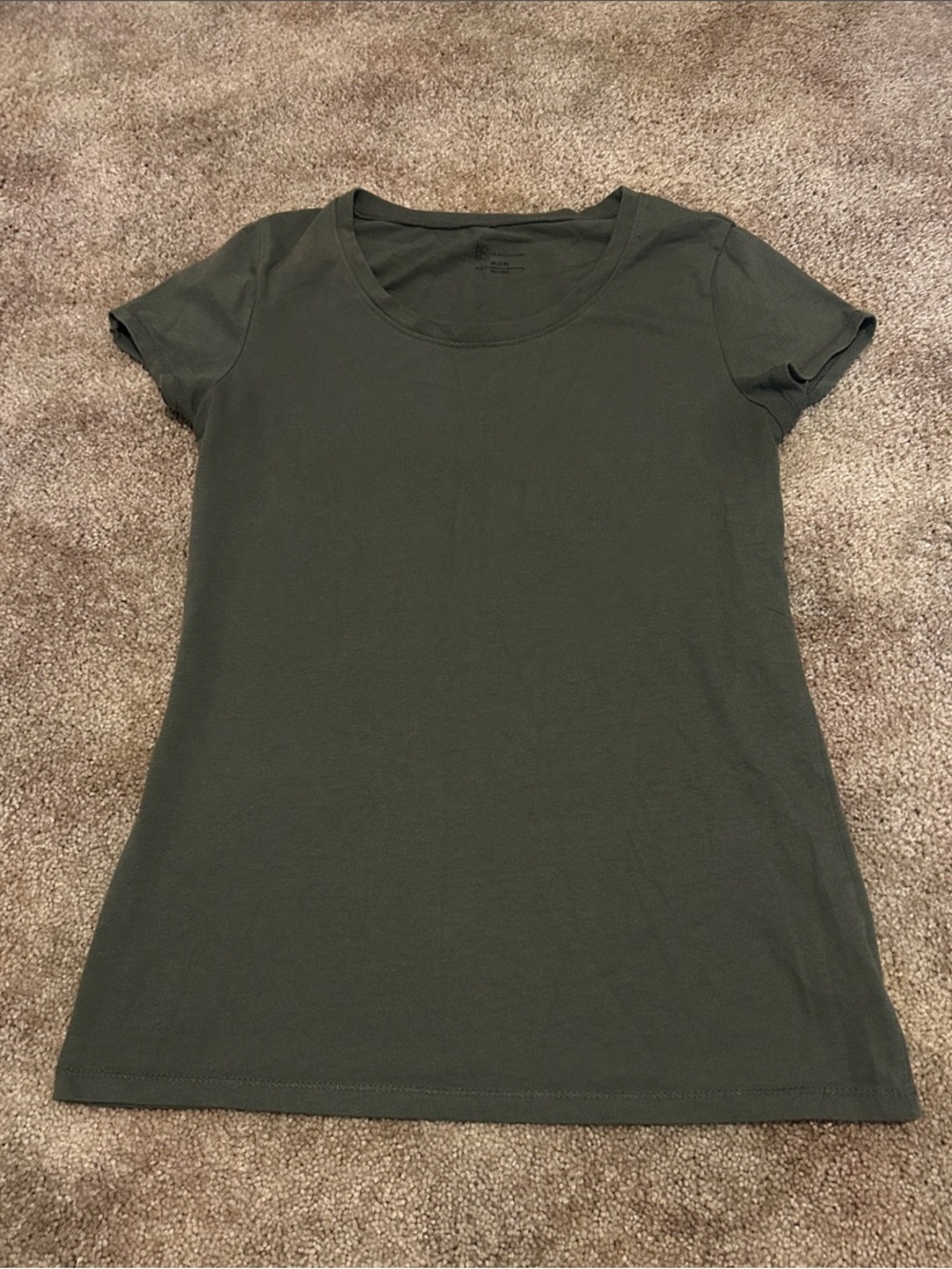 No Boundaries Dark Olive Scoop Neck Short Sleeve Tee